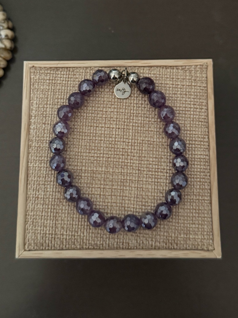 SaltyWrists Faceted Purple Bead Stretch Bracelet